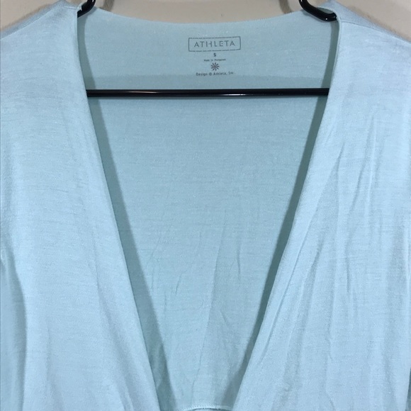 Blue Tie Front pocket kimono Cardigan style#44005 - Picture 3 of 8